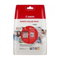 Canon CLI-581 BK,C,M,Y Ink Cartridge, Photo Paper Value Pack