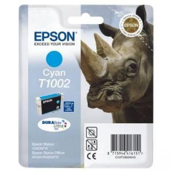 Ink Epson T1002 C13T10024020 Cyan with pigment ink high yield - 11,1ml - 915Pgs Ink Epson T1002 C13T10024020 Cyan with pigment ink high yield - 11,1ml - 915Pgs