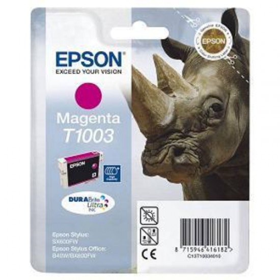 Ink Epson T1003 C13T10034020 Magenta with pigment ink high yield - 11,1ml - 635Pgs Ink Epson T1003 C13T10034020 Magenta with pigment ink high yield - 11,1ml - 635Pgs