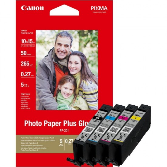 Canon CLI-581XL BK,C,M,Y High Yield Ink Cartridge Photo Paper Value Pack