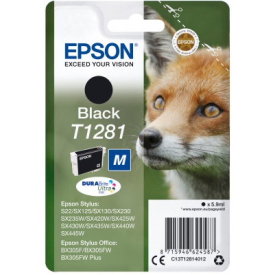 Ink Epson T12814011 Black with pigment ink new series Fox-Size M Ink Epson T12814011 Black with pigment ink new series Fox-Size M