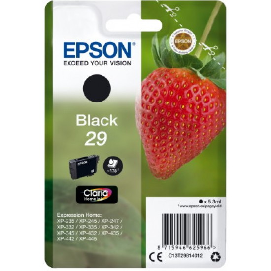 Ink Epson 29 C13T29814012 Claria Home Black - 5.3ml