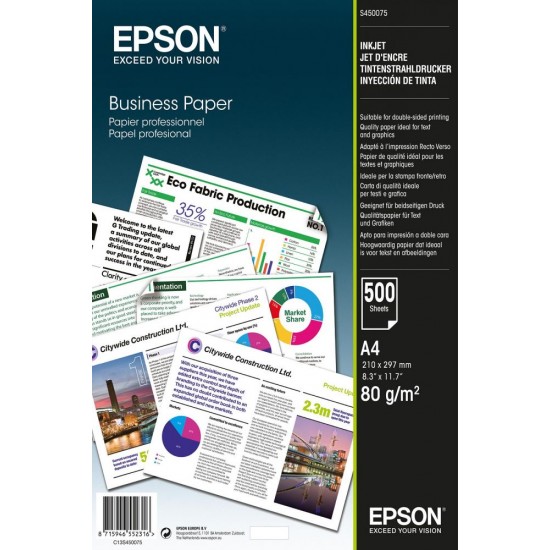 Bright White Business Paper Epson A4 500Shts 80g Bright White Business Paper Epson A4 500Shts 80g
