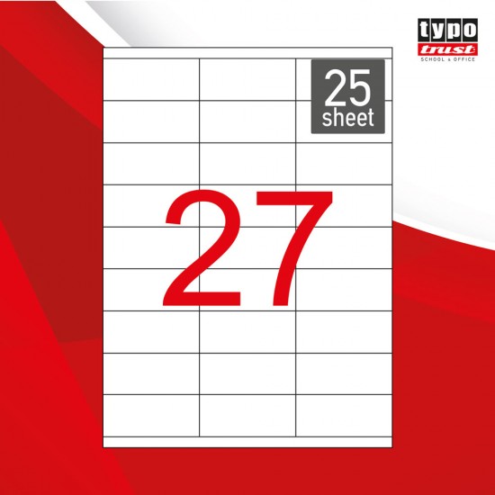 ΔΙΑΣΤΑΣΕΙΣ(mm): 70X32,12. ΕΤΙΚΕΤΕΣ ΑΝΑ ΦΥΛΛΟ: 27. ΣΤΗΛΕΣ: 3. ΓΡΑΜΜΕΣ: 9. ΦΥΛΛΑ ΑΝΑ ΠΑΚΕΤΟ: 25